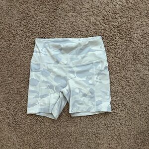 Yogalicious White and Gray Bike Shorts High Waist Stretch